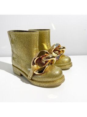 New JW Anderson Chain Glitter Gold Ankle Boots size 36